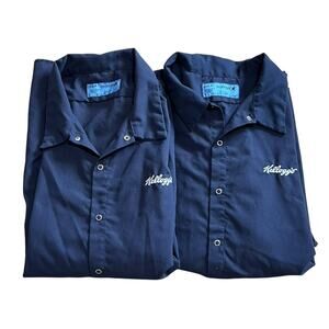Aramark Kellogg's Snap Button Work Shirt Lot of 2 Navy Blue Men's 2XL R